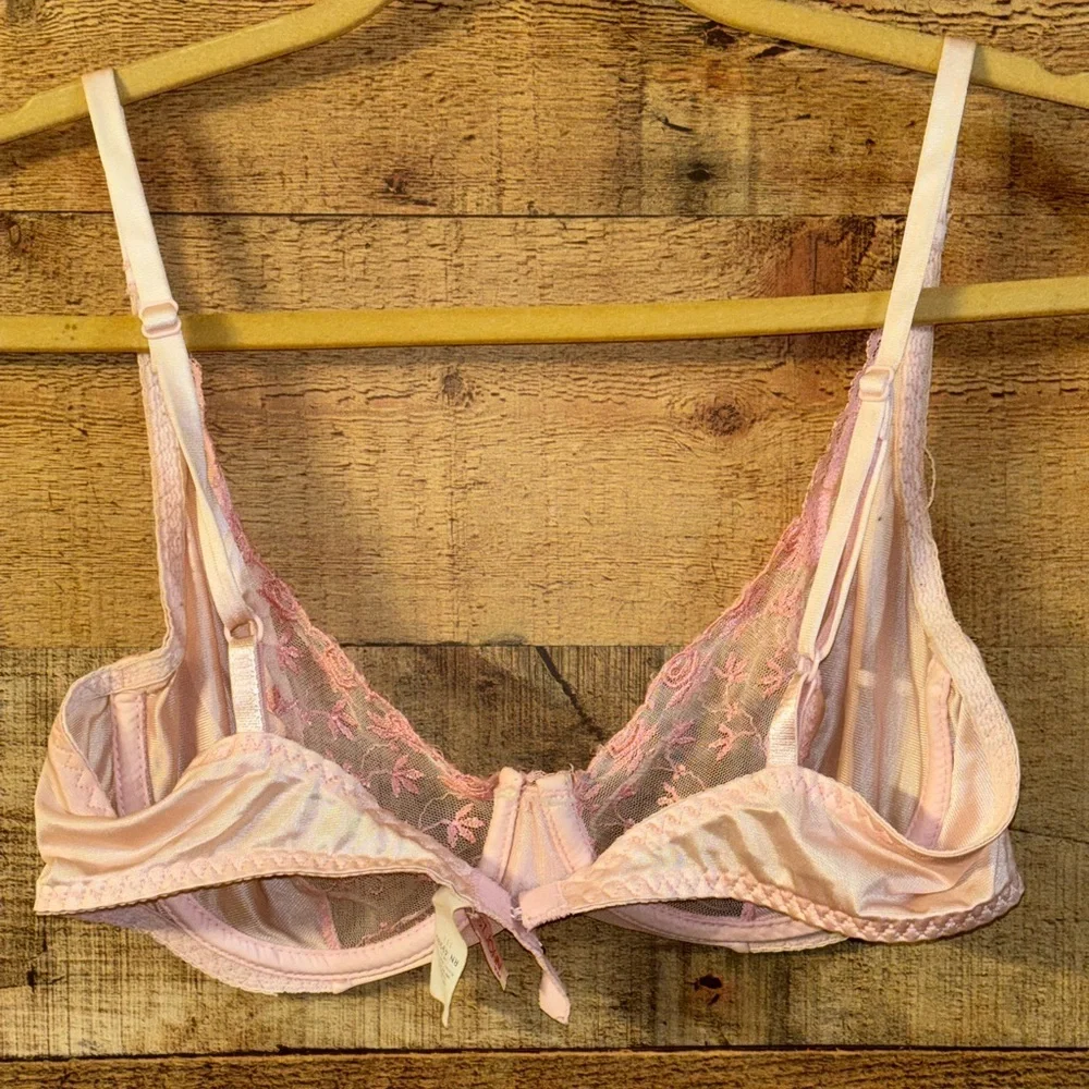 Vintage Jill St. John Pink Lace Satin Bra